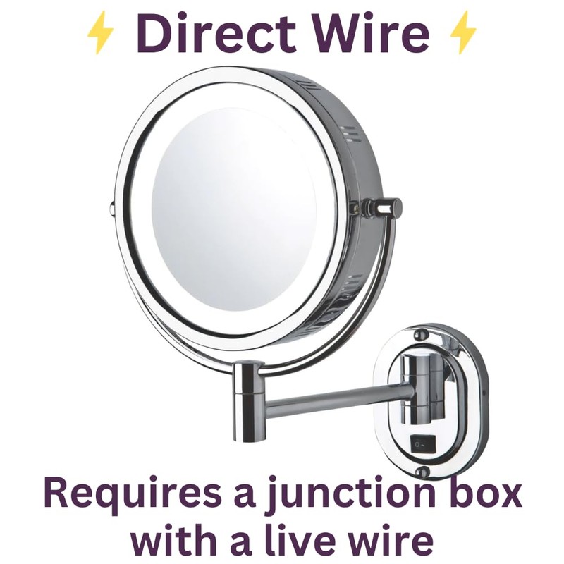 JERDON Two-Sided Lighted Wall-Mounted Makeup Mirror - Makeup Mirror with