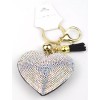 Heart Rhinestone Keychain with Black Tassel Hooks to Handbag Llavero