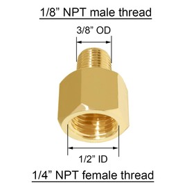 Joywayus 1/4" NPT Thread Female × 1/8" NPT Thread Male Brass Pipe Fitting Adapter