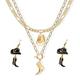 Cowgirl Accessories for Women, Cowboy Necklace and Earrings Set, Western Jewellery for Women, Stainless Steel Cowgirl Necklace and Cowboy Earrings, Perfect for Cowgirl Outfit and Cowboy Theme Party