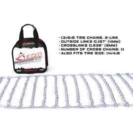 The ROP Shop | Pair of 2 Link Tire Chains & Tensioners 14x4x6 for Snow Blowers, Lawn & Garden Tractors, Mowers & Riders, UTV, ATV, 4-Wheelers, Utility Vehicles