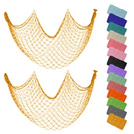 ZUEXT Golden Decorative Fishing Net 80x40 Inch, Photo Hanging Display Net, Fishing Net Picture Frames Holder Wall Decor, Artworks Photos Organizer, Nautical Ocean Themed Fish Net Party Decor