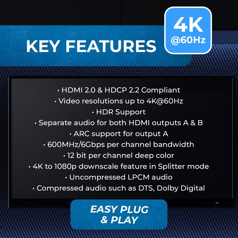 OREI 4K HDMI Matrix Switch with Downscaler & ARC –