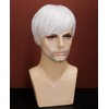 Mens White Wig Realistic Natural Synthetic Male Side Part Wig