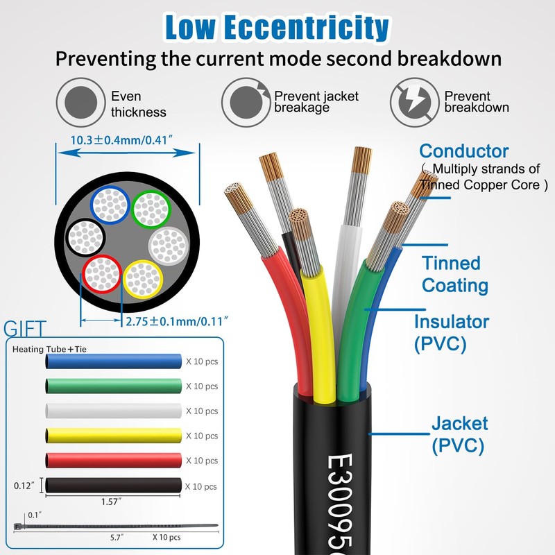 Matugajp 14awg 6 Wire Cable 14/6 Electrical Wire 6 Core