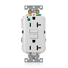 Leviton GFNT2-HGW 20A-125V Extra-Heavy Duty Hospital Grade Non-Tamper-Resistant Duplex Self-Test GFCI Receptacle, White, 20-Amp