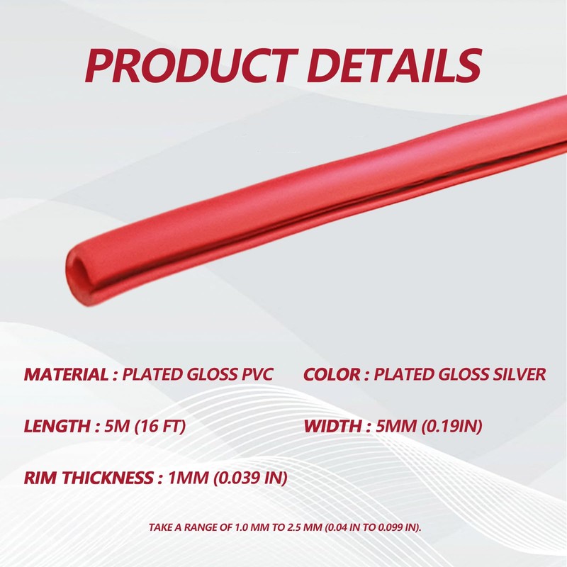 16FT (5M) Car Door Edge Protector, Universal U Shape Trim