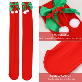 SOIMISS 1 Pair Knee High Christmas Socks for Women Novelty Striped Knee High Socks Over Knee High Stockings for Christmas Red Green, Assorted colours 3