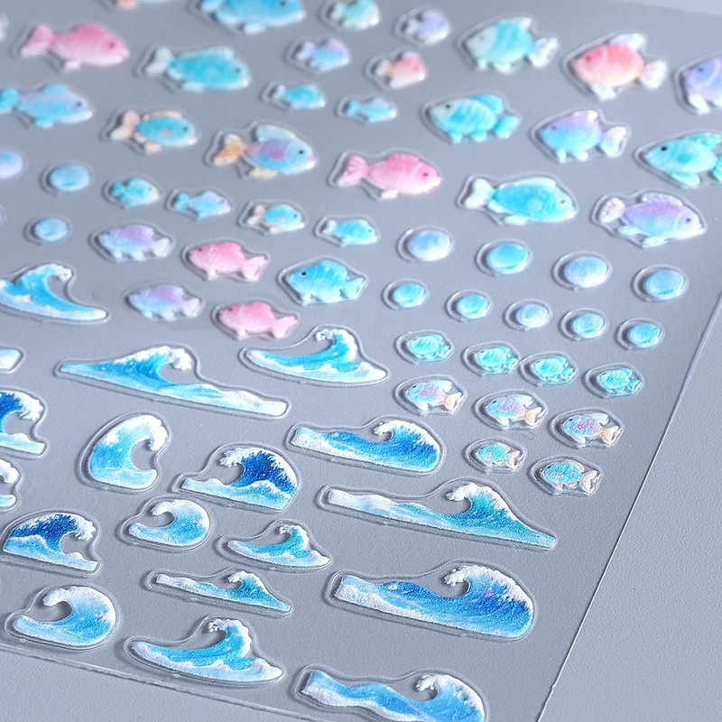 IDDFEVE Embossed Summer Nail Art Stickers - 5D Beach Palm
