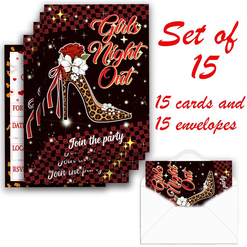 15 Set Girls Night Party Invitations with Envelopes for Bachelorette