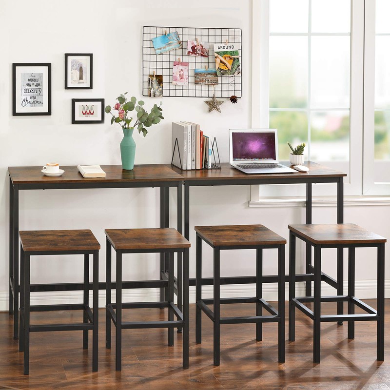 VASAGLE Bar Table, Narrow Long Kitchen Dining Table, Sturdy Metal