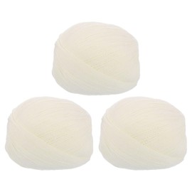 sourcing map 100% Wool Yarn, 4-Ply Wool Roving Luxurious and Soft Hand Dyed Yarn for Hand Knitting Crocheting, 3.52 OZ, 306 Yard (White, 3 Ball)