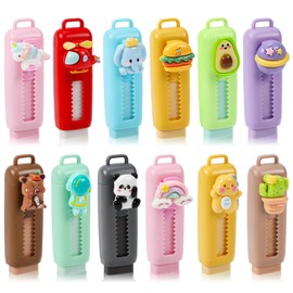 Paquete de 12 bonitos borradores retráctiles para niños, a granel, Kawaii, divertidos borradores de dibujos animados, recompensas de clase de maestros, suministros escolares, hogar, oficina, fiesta