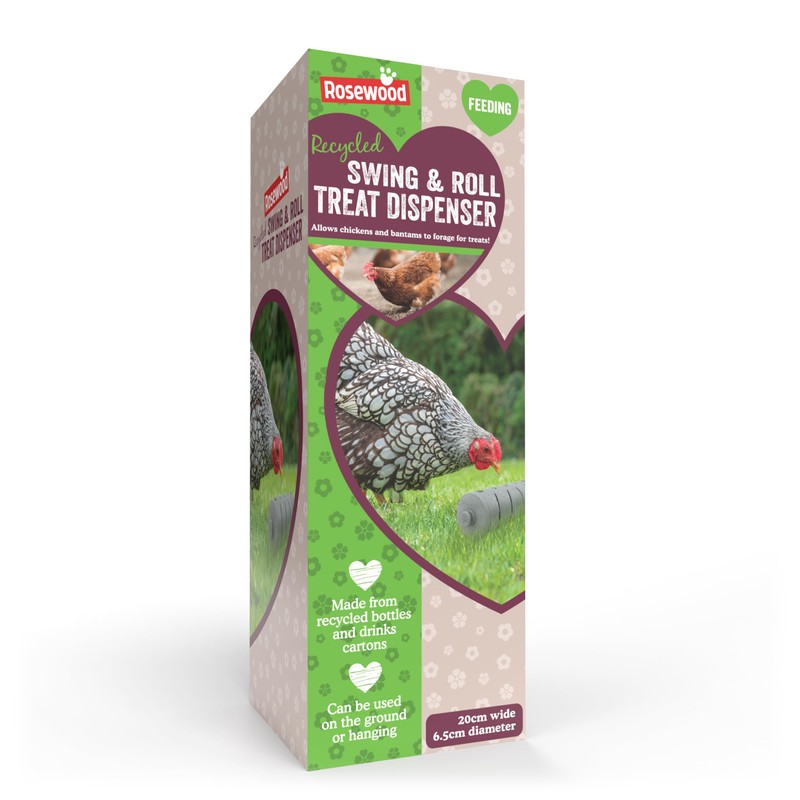 Rosewood Recycled Swing & Roll Chicken Treat Hanging Dispenser for