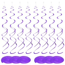 uxcell 42pcs Purple Hanging Swirls Decorations, Plastic Spiral Party Streamers Ceiling Decoration Twin Tails Party Swirls for Birthday Wedding Anniversary Celebration Christmas