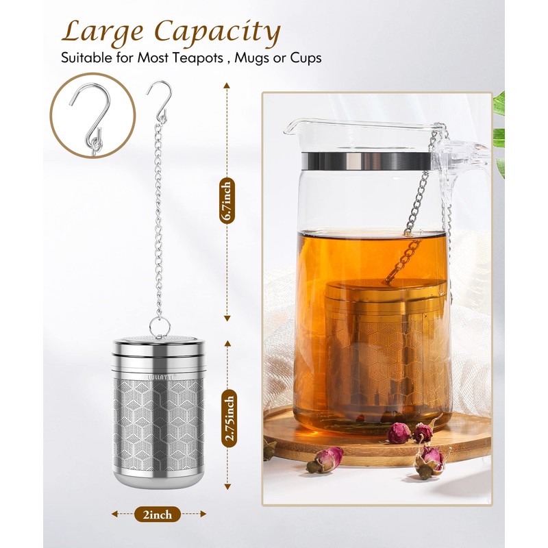 LULLATTI Large Tea Infuser for Loose Tea(1 Pack), 304 Stainless