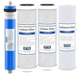 Complete 4-Pack Replacement Filter Kit for Krystal Pure KR15 RO System - Includes Membrane, Carbon Block Filters & Polypropylene Sediment Filter