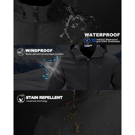 33,000ft Men's Hooded Softshell Jacket Waterproof Lightweight Insulated Windbreaker Fleece Lined Rain Shell Jacket