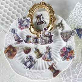 Alideco 80Pcs Vintage Victorian Tea Scrapbooking Stickers Scrapbook Paper Aesthetic Kawaii Girls Stickers for Journaling Assorted Phone Adult(chouduanshijia)