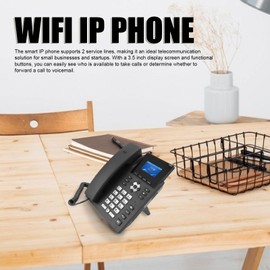Cuifati Teléfono IP de 3.5 Pulgadas, Teléfono de Medios Comerciales de Escritorio Gigabit Ethernet de Doble Puerto con Pantalla de Color y 5.0, Teléfono de Nivel de Entrada Ideal para