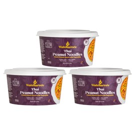 Watcharee's Classic Thai Noodle Bowl - Thai Peanut Sauce With Vegetables | Mild Heat, Vegan, 10g of Protein, Ready In 2 Mins | Made In Thailand - 3 Pack (9.88 oz Each)
