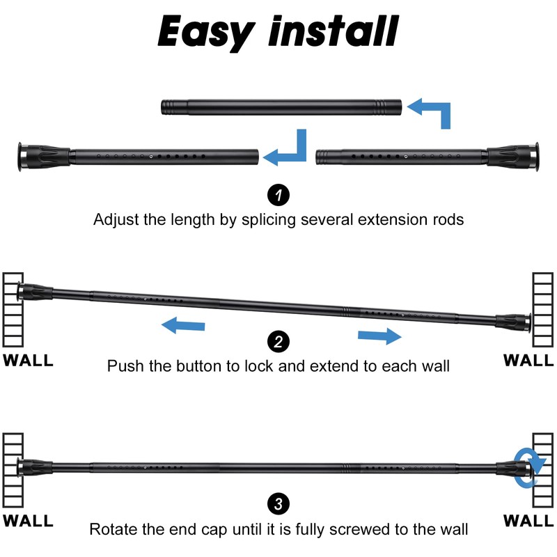 Tension Curtain Rod, 42 to 72 inch Adjustable Heavy Duty