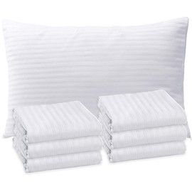 Sirenpho Pack of 6 Pillow Protectors Zippered Covers 50x75cm, Anti Dust Mite Anti-Allergy Hotel Quality Satin Stripe Pillow Case, Pillow not Include