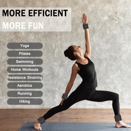 Wrist & Ankle Weights for Women Men, Adjustable Arm & Leg Weights Set of 2(1Lbs Each), Wearable Weighted Bracelet for Yoga, Pilates, Dance, Swimming, Running, Cardio, Gym Workouts (Black)