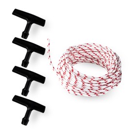 BlueStars Recoil Starter Rope 10-Meter (Diameter: 3.0mm) Pull Cord with 4 Pieces Starter Handle - Compatible with Lawn Mower Chainsaw Trimmer Edger Brush Cutter Engine Parts