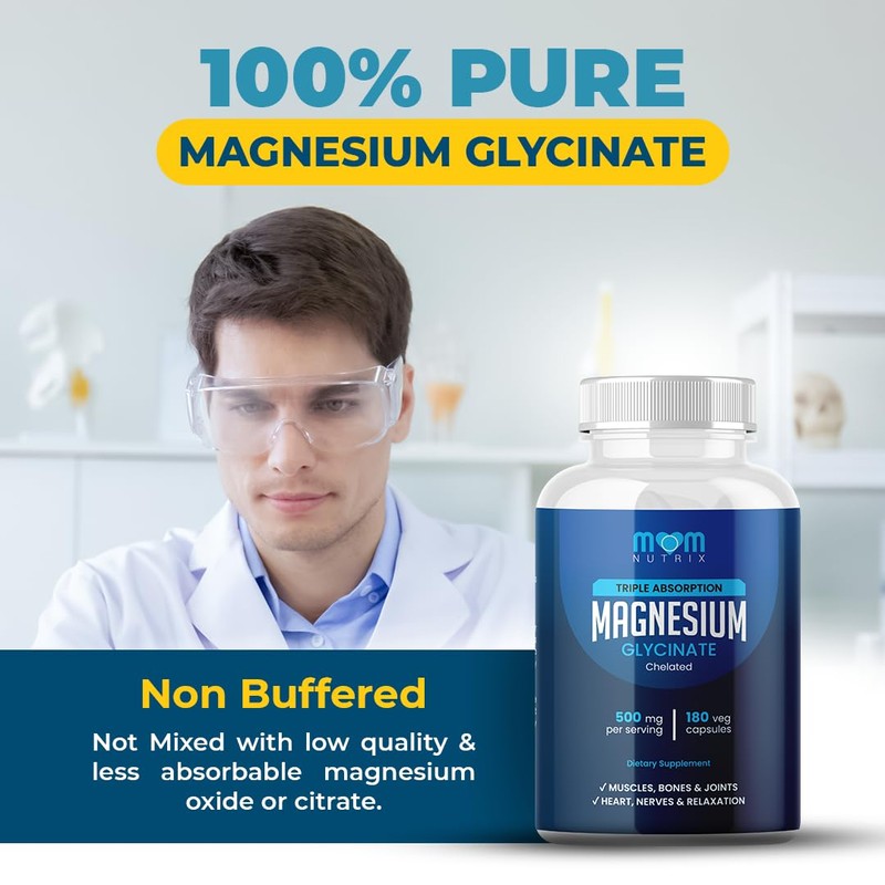 MOM Nutrix Magnesium Glycinate - 500 mg Chelated Triple Absorption