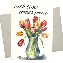 Floral Thinking of You Sympathy Card (7X5 Inch, Message Inside) greeting card to send condolences and say sorry for your loss - 794