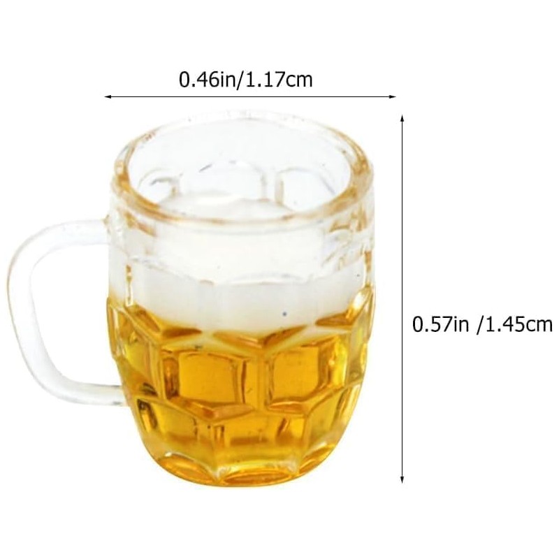 5Pcs Mini Beer Cups, Realistic Resin Dollhouse Barware for DIY