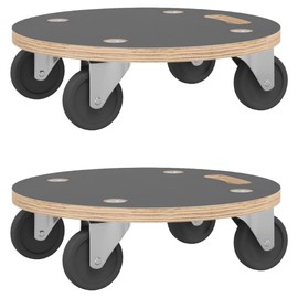 vidaXL Transport Trolleys 2 pcs, Round 15"x4.5", 551.2 lbs, Heavy-Duty Furniture & Appliance Movers Made with Plywood & PF Covering, Anti-Slip, Compact & Mobile Design