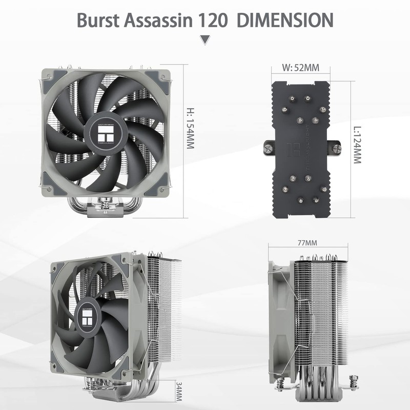 ThermalrLght Burst Assassin 120 CPU Air Cooler, 120mm PWM Fan