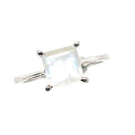 Genuine Rainbow Moonstone 925 Solid Sterling Silver Engagement Ring Size 6, 7, 8, 9, 10