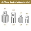 4PCS Socket Adapter and Reducer Set, 1/4", 3/8", 1/2" Chrome