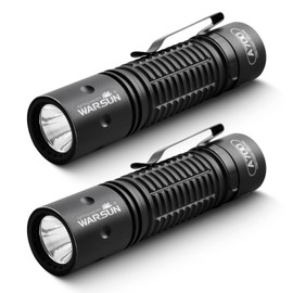 WARSUN A700 Tactical Flashlight 2 Pack, Rechargeable 700 Lumens LED Flashlight, Tail Switch Design, Aluminum Alloy Body, Water-Resistant Compact Work Flashlight for Maintenance and Emergency Use