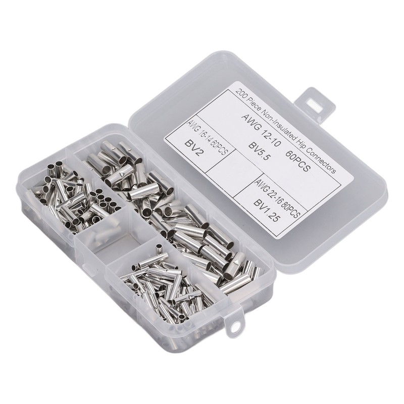 200Pcs Wire Ferrule Copper Male Female Crimp Terminal Connector for