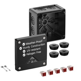 Spelsberg Abox Pro 040-4²/sw - IP66/IP67/IP69 Junction Box with Cable Connectors Accessories - Electrical Enclosure with Screwless Terminals - Rated 450V for Industrial & Outdoor (Black)