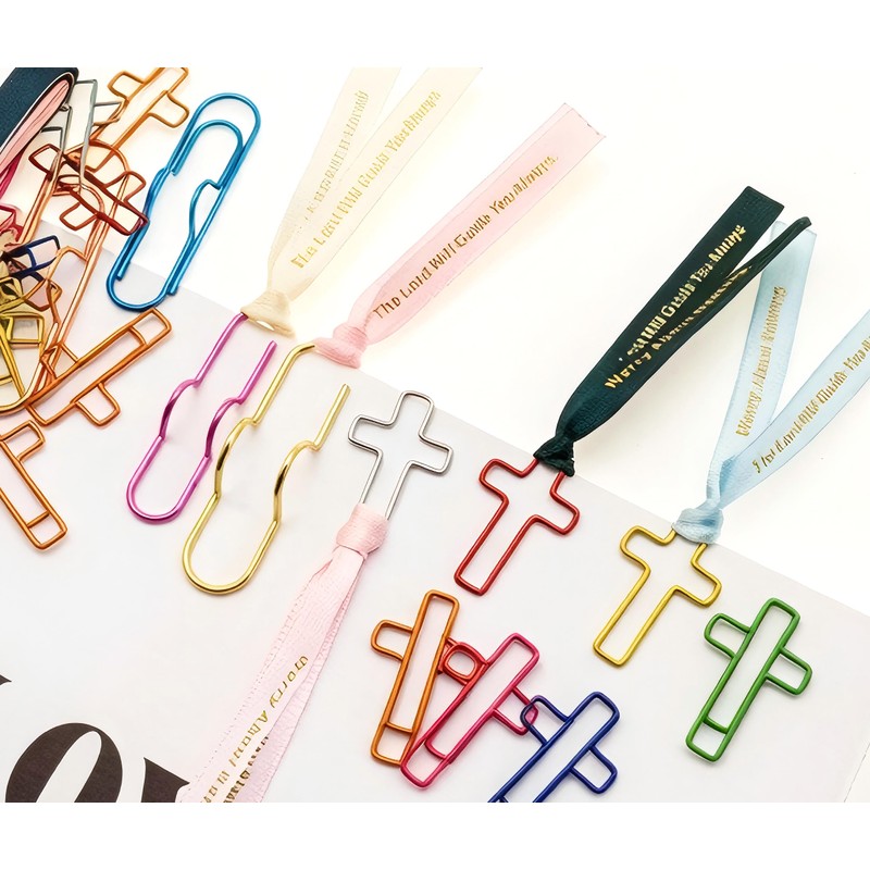 Cross Paper Clips with Ribbons and Pen Clips, Bible Study