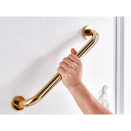 700Brass 14-Inch Grab Bar for Hotel/Motel/Home Shower Safety, Solid Brass, Polished Gold, Heavy-Duty Construction Armrest, Bathroom Bathtub Handrail