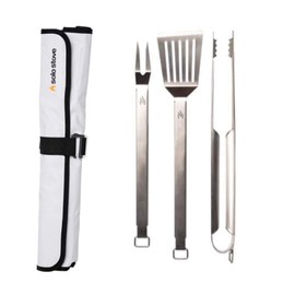 Solo Stove Heavy Duty Grill Tools 304 Stainless Steel BBQ Set Includes Spatula Tongs and Meat Fork Great Accessories for Outdoor Barbecue Grills Flip Spear and Turn Includes Heavy Duty Carry Case