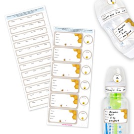 Mabel’s Labels Baby Bottle Labels – 24 Customizable Write-and-Wipe Name Labels for Daycare, Milk Storage & Bottles – Reusable, Dishwasher, Sterilizer & Microwave Safe