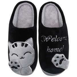 Mishansha Slippers, Men’s & Women’s, Winter, Cotton Slippers, Indoor Non-Slip Slippers (Pantoffeln) - black, size: 42/43 EU