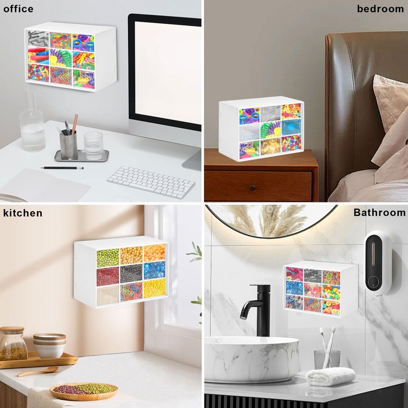 2Pcs Mini Plastic Drawer Organiser, Desk Storage Organizer with 9