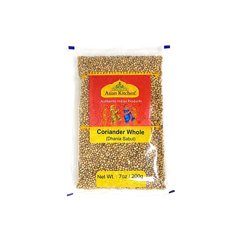 Asian Kitchen Coriander (Dhania) Seeds Whole, Indian Spice 7oz (200g)
