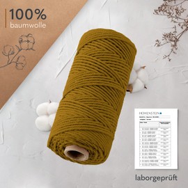 goldmariechen® Premium Macrame Yarn (Olive) | 3 mm x 100 m | 100% Cotton | Plastic-Free Packaging | Macrame Cotton Yarn for DIY Crafts