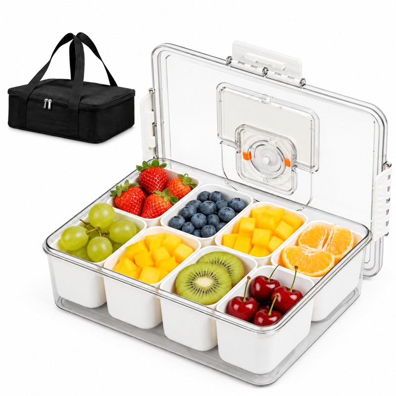 Chilled Snackle Box for Travel Snacks – Divided Insulated Serving