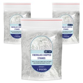 1/2" Chopped Glass Fiber Strands - 3 Pound 100% E-Glass Fiber - High Quality Fiberglass Fiber for Filler Reinforcement - Compatible with Epoxy, Vinyl Ester, and Polyester Resin System