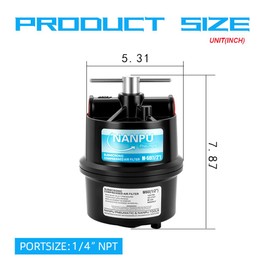 NANPU 1/4" NPT Sub-Micronic Compressed Air Filter Kit – 0.01 Micron Filtration for Spray Guns, Air Tools & CNC – Industrial Moisture & Oil Removal, w/Bracket, 45 CFM